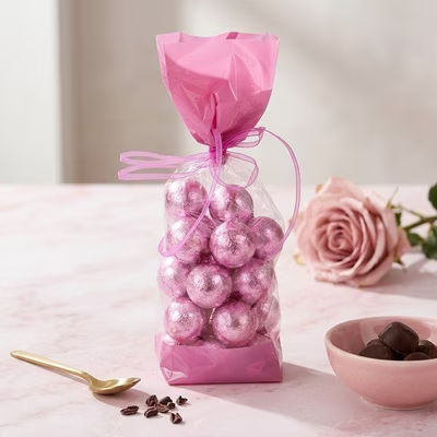 Medium Tall Pink Clear Gusset Bags - Great for Baby Showers or Gender Reveal Parties Bag Size: 2 5/8" x 1 7/8" x 10 3/4" 100 Bags