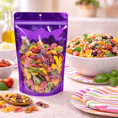 Large Zipper Gusset Pouch Bags - Violet with Clear Front - Holds 8 oz. to 12 oz. Size: 6 3/4" x 3 1/2" x 11 1/4" 100 Bags Pouches
