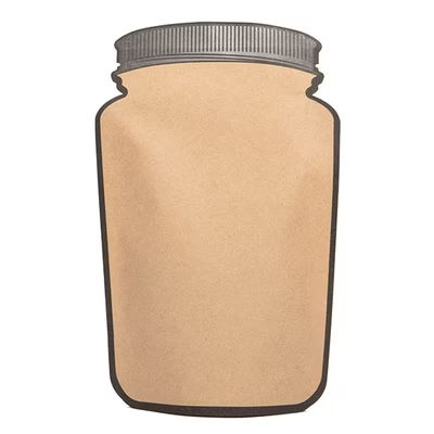 Cookie Packaging Kraft Mason Jar Shaped Pouches 5 1/8" x 3" x 8 1/8" 100 Pieces