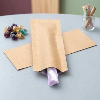 1 1/2" x 4" Kraft Single Use Child Resistant Bags 100 Pieces CRB4K