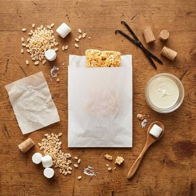 White Greaseproof Bags 4 3/4" x 1 1/8" x 6 3/4" 100 pack