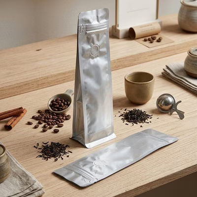 Coffee Bags Silver Zipper Bags 3 1/8" x 2 3/8" x 10 1/4" 50 Pieces