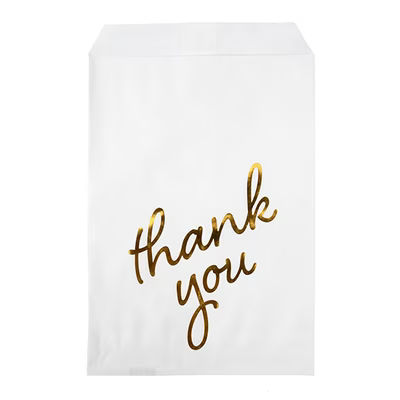 White Paper Gold Thank You Treat Bags 100 Pack 5" x 8"