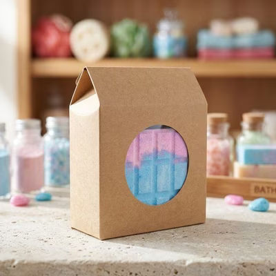 Kraft Shaped Favor Box with Circle Window 4 1/8? x 1 3/4? x 5 1/4? 25 Pack |FS346