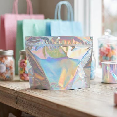 Holographic Child Resistant Pouch Bags 12" x 4" x 9" 100 Pack CRP129H