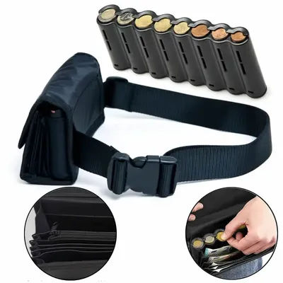 Multi Pocket Waist Bag Euro Coin Holder Portable Coin Storage Money Box Wallet Purse For Waiter Driver Cash Money Phone Safe