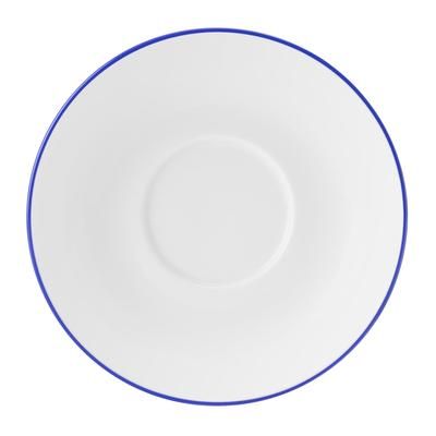 Mikasa Hospitality 5305733 6 29/100" Round Bistro Saucer - Porcelain, Blue Pinstripe, Bistro Pinstripe Series, Dishwasher safe, White