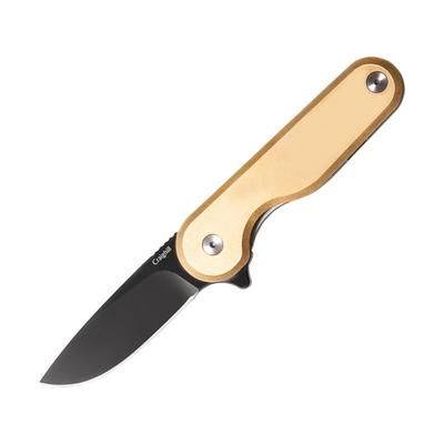 Craighill Rook Framelock Brass Folding Knife 3.25in Closed 2.25in Black PVD Coated 12C27 Sandvik Stainless Blade Brass Handle FFKBR5490