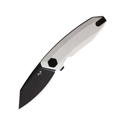 Damned Designs Wraith White G10 Folding Knife 4.75in Closed 3.25in Black Coated 14C28N Sandvik Stainless Blade White G10 Handle