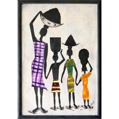 'Working Together' - Folk Art Painting from Africa