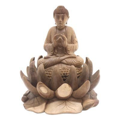 Buddha of Kindness,'Artisan Crafted Hibiscus Wood Buddha Sculpture'