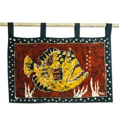 Eruafua,'Batik Cotton Wall Hanging with Fish Motif'