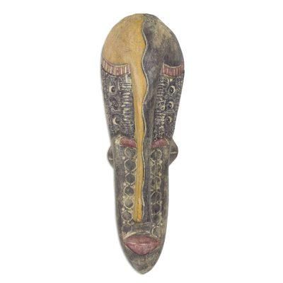 Akan wood mask, 'Beauty Queen' - Hand Carved Wood Mask