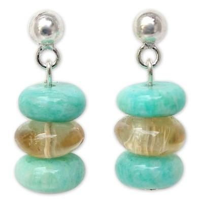 'Lovely Lady' - Amazonite and Citrine Dangle Earrings