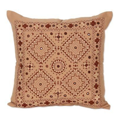 Geometric Delight,'Cotton Cushion Cover with Geometric Motif'