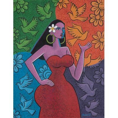 Women Want to Be at Peace,'Signed Unstretched Expressionist and Cubist Acrylic Painting'