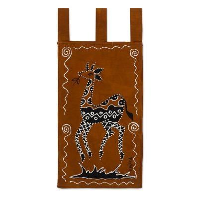 Prancing Antelope,'Painted Cotton Wall Hanging'