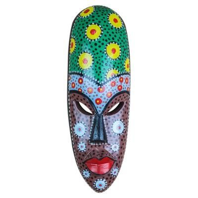 Colorful Friend,'Painted African Wood Mask Crafted in Ghana'