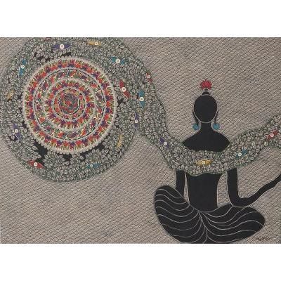 'World Peace Project Buddhist Madhubani Style Painting India'