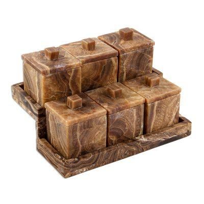 Spicy Life,'Handmade 13 Piece Onyx Spice Jar Set with Stand'