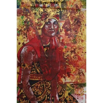 Gandrung Jaran Goyang,'Signed Acrylic Dancer Painting from Bali'