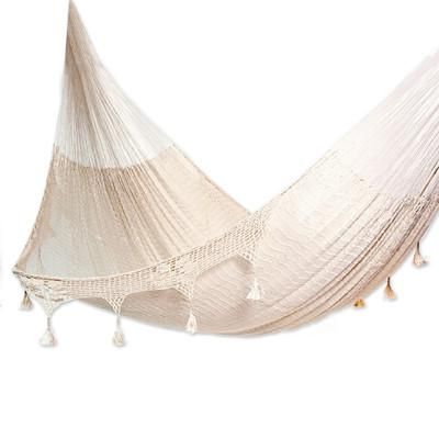 Caribbean Shores,'Solid Rope Hammock with Tassels (Triple)'