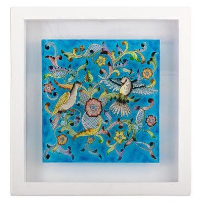 Flight of Calm,'World Peace, Peruvian Hand Painted Reverse Glass Wall Art'