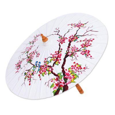 Blossom Season,'Hand-Painted Cotton Tree-Motif Parasol'