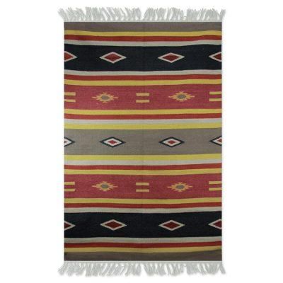 Wool rug, 'Mirzapur Beauty' (4x6)