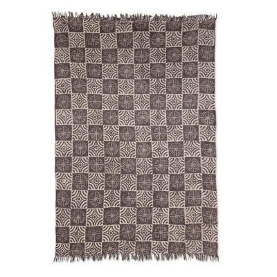 Creative Blossoms,'Espresso Floral Motif Cotton Area Rug from India (4x6)'