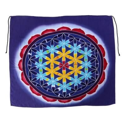 Rice Petals,'Floral Motif Batik Rayon Wall Hanging from Bali'