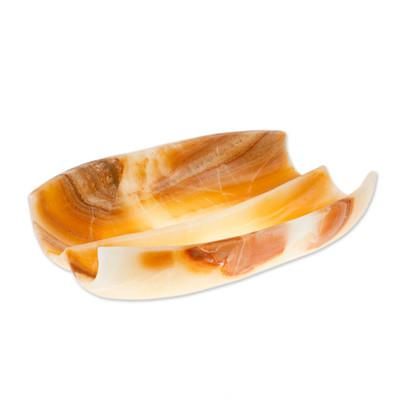 On Nature's Wings,'Artisan Crafted Modern Centerpiece in Natural Mexican Onyx'