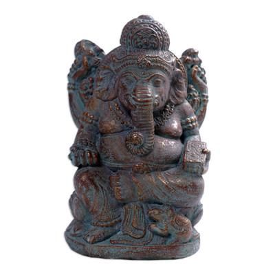 Ganesha Guardian,'Hand Made Cast Stone Statuette of Hindu Deity Ganesha'