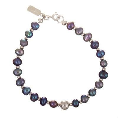 Infinite Wisdom,'Sterling Silver and Cultured Pearl Strand Bracelet from Peru'