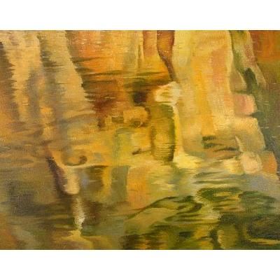Water Wind and Shadow I,'Abstract Oil Painting from Thailand'