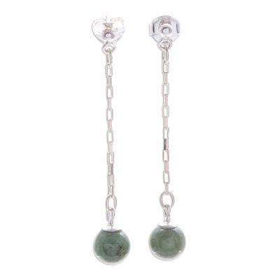 Chiang Rai Rain,'Artisan Crafted Jade Dangle Earrings'