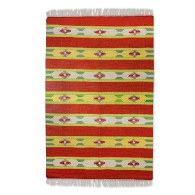 Wool area rug, Scarlet Garden (4x6)