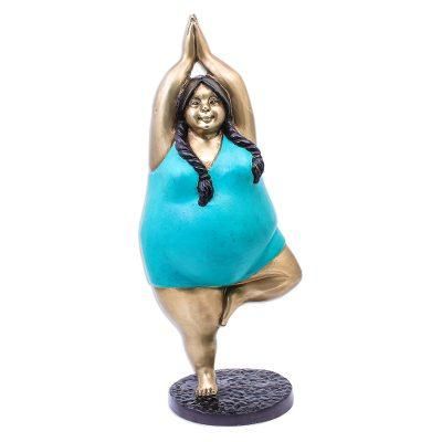 Balancing Tree,'Hand Painted Brass Yoga-Themed Sculpture'