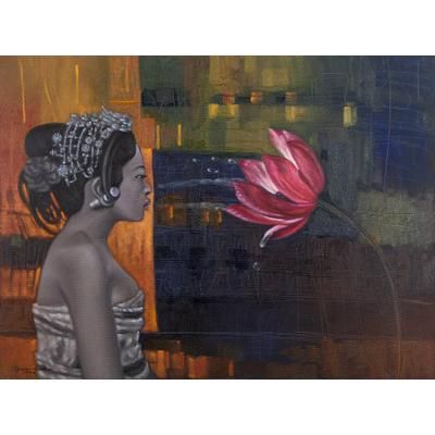 Women Dialogue,'Signed Original Balinese Painting'