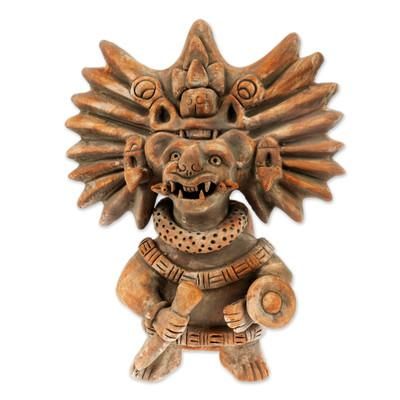 Zapotec Bat Deity Urn,'Collectible Zapotec Ceramic Statuette Museum Replica'