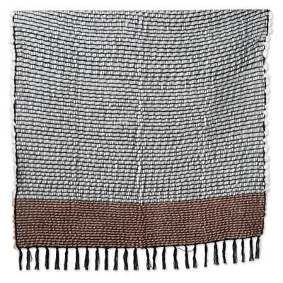 Apricot Paths,'Woven Fringed Apricot Throw Blanket with Striped Pattern'