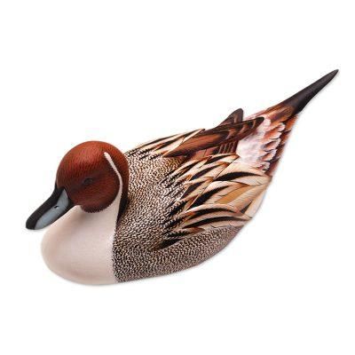 Wood statuette, 'Pintail Duck'