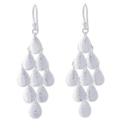 'Rain' - Modern Sterling Silver Chandelier Earrings