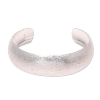 'Brushed-Satin Sterling Silver Cuff Bracelet from India'