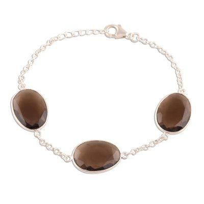 Glistening Eggs,'42.5-Carat Smoky Quartz Station Bracelet from India'