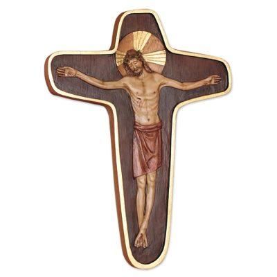 'Byzantine Crucifix' - Cedar Wood Cross Relief Panel Wall Art