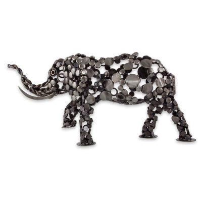 Upcycled metal sculpture, 'Rustic Male Elephant'