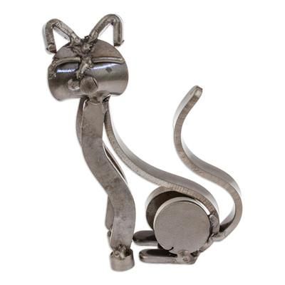 'Eco-Friedly Cat-Themed Upcycled Metal Sculpture from Mexico'