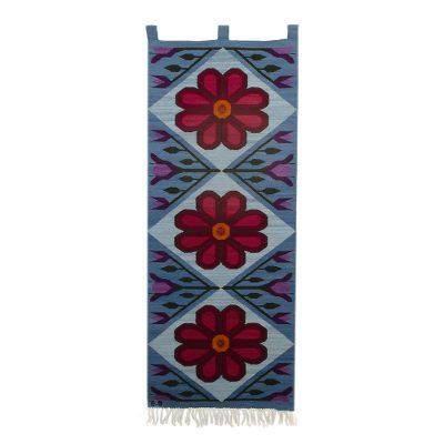 Sweet Flowers,'Floral Wool Tapestry from Peru'