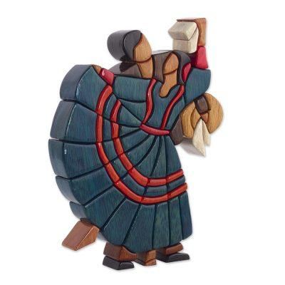 'Dance of Romance' - Dance and Music Mahogany Wood Sculpture